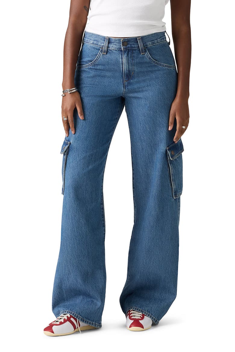 Superlow Loose Fit Cargo Jeans, Main, color, ALL OVER BLUE