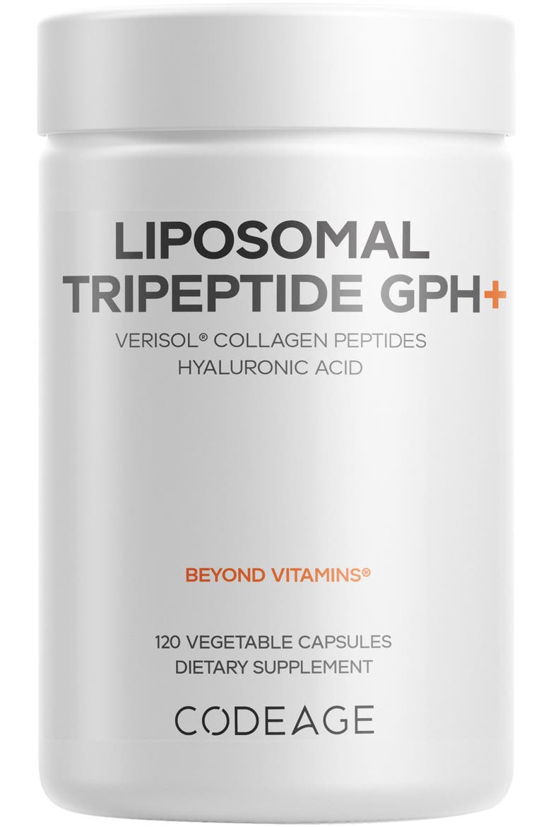 Liposomal Tripeptide GPH+, Verisol Collagen Peptides, Hyaluronic Acid, Skin Support, Main, color, White