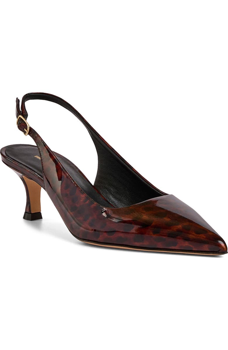 Bruno Magli Palerma Pointed Toe Kitten Heel Slingback Pump, Main, color, Tortoise Patent
