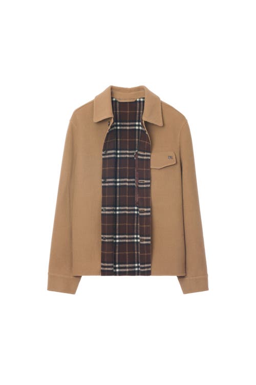 Burberry Wool Overshirt In Brown