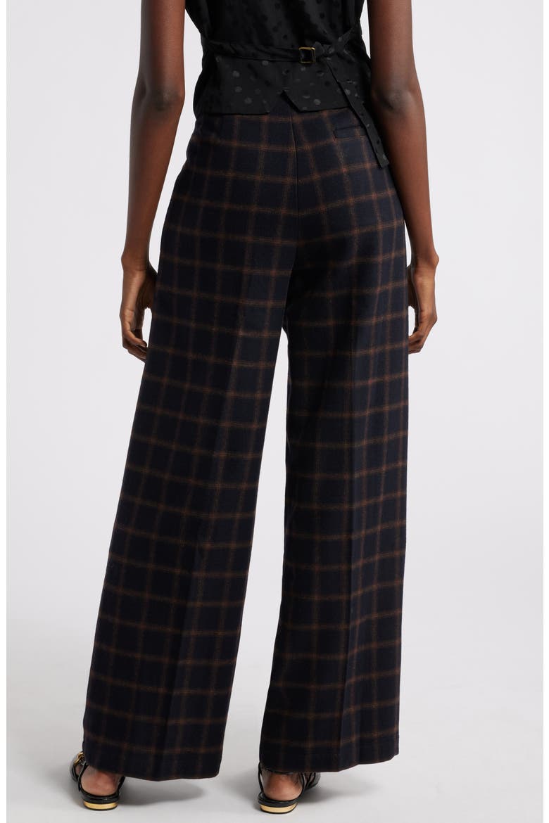 Elliot Windowpane Check Wide Leg Pants, Alternate, color, BLACK/BROWN