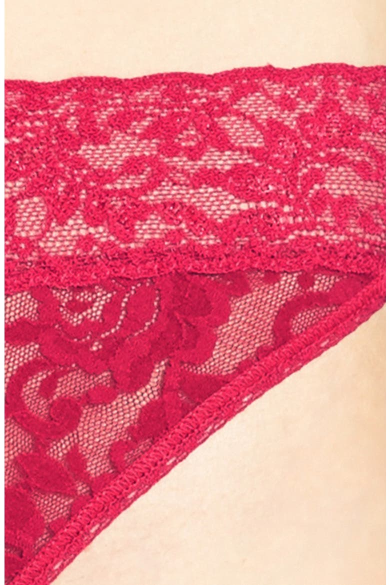 Original Rise Lace Thong, Alternate, color, RUBY
