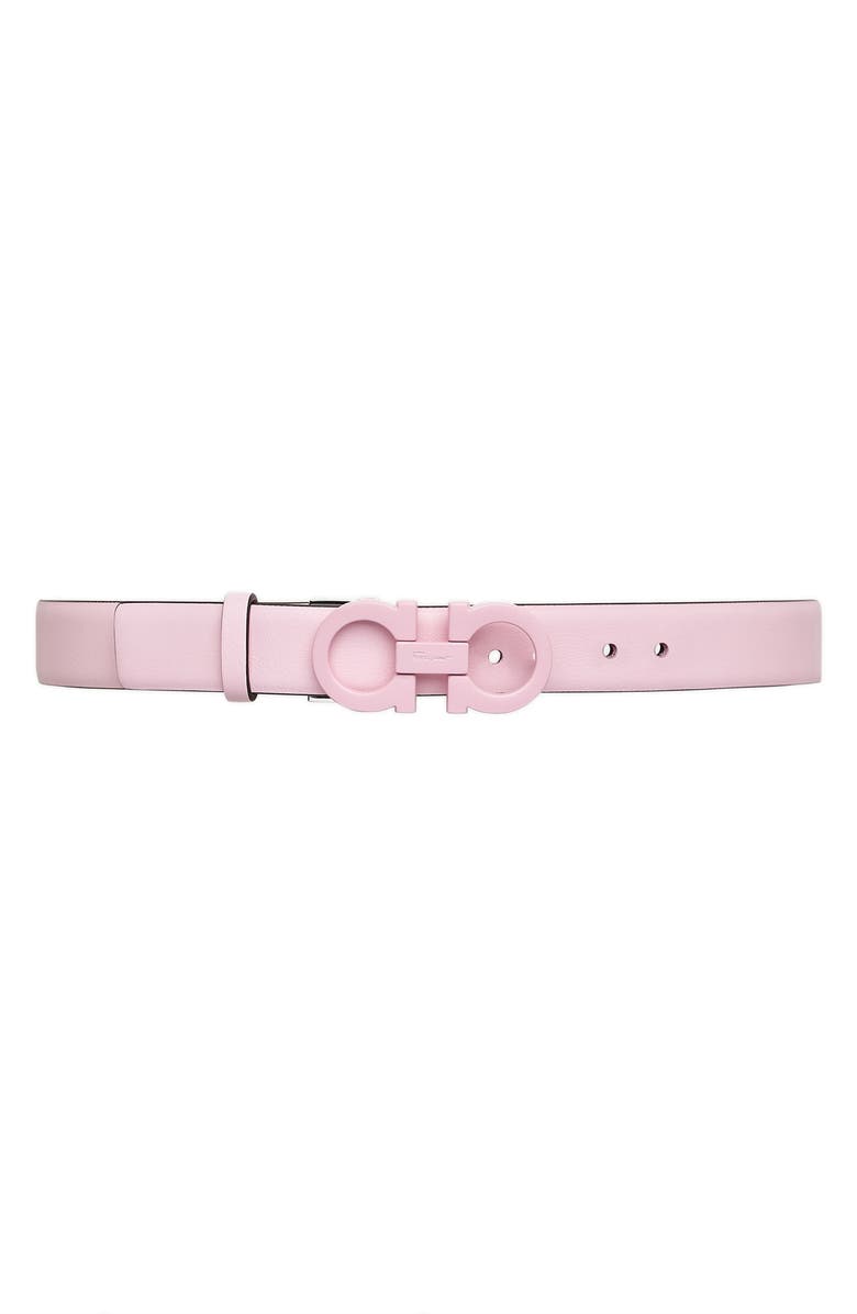 FERRAGAMO Salvatore Ferragamo Double Gancio Leather Belt, Main, color, Cheerleader Pink