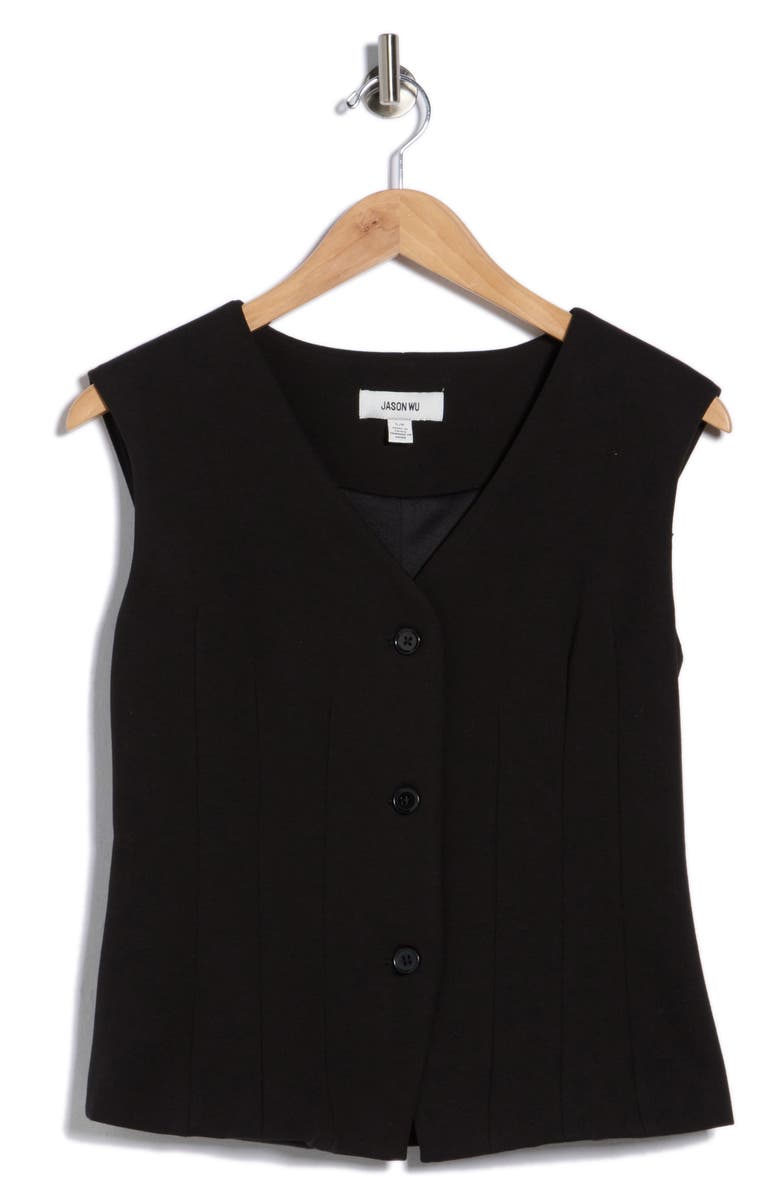 JASON WU Solid Button Front Vest, Main, color, Black