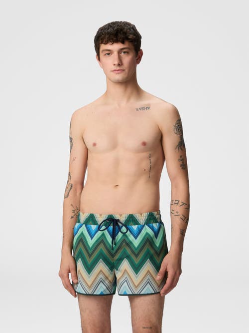 Missoni Swim Shorts With Macro Zigzag Print In Green