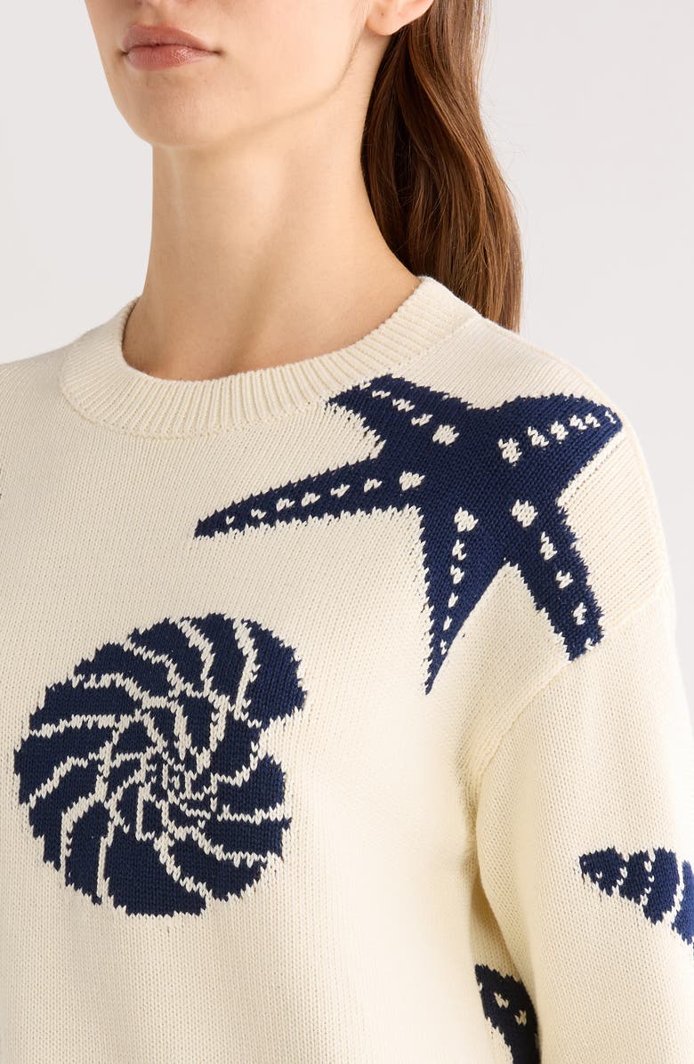 Rails Zoey Seashell Intarsia Cotton Sweater, Alternate, color, Seashells