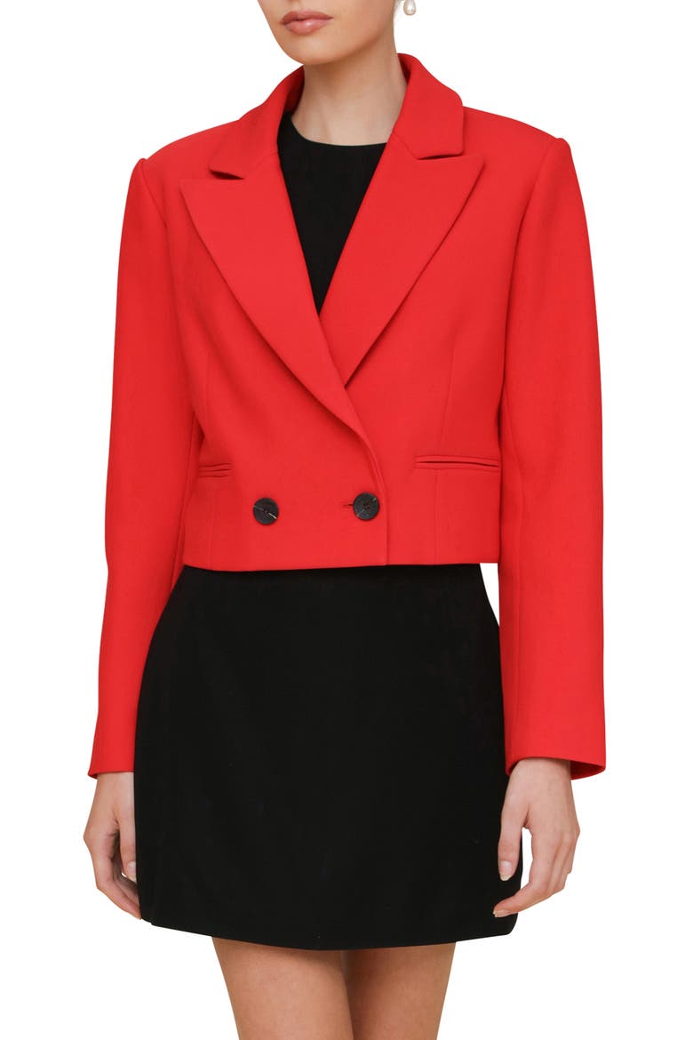Boxy Crop Blazer, Alternate, color, RED