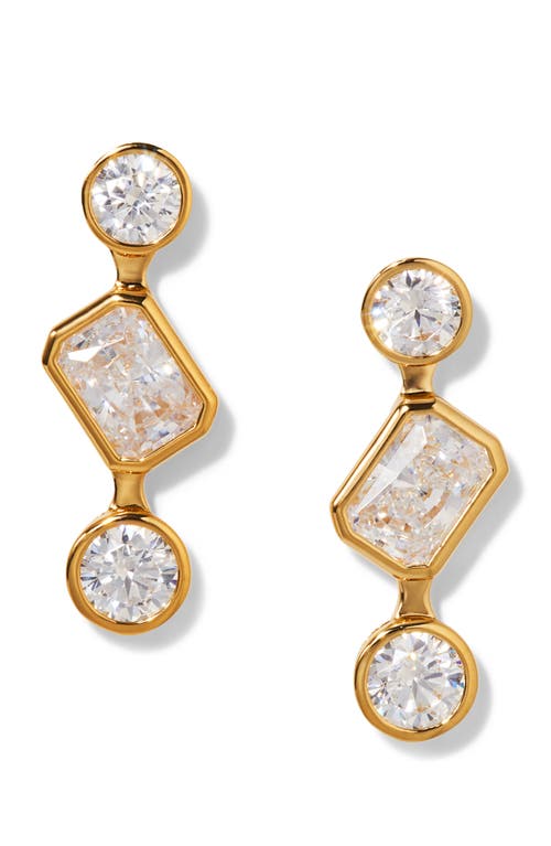 Nadri Brooklyn Cubic Zirconia Trio Mini Linear Earrings In Gold