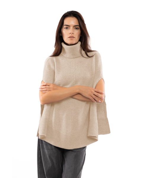 Pure Cashmere Turtleneck Poncho