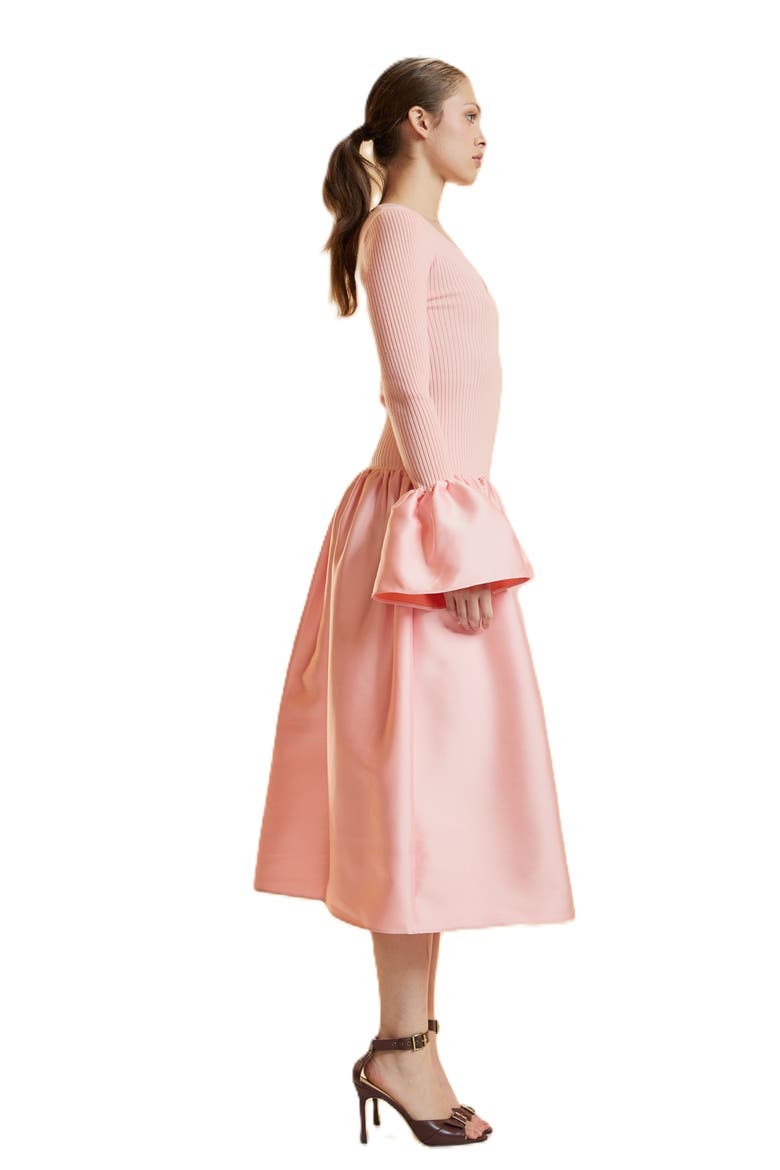 Rib Knit Silk Wool Combo Dress, Alternate, color, Pink