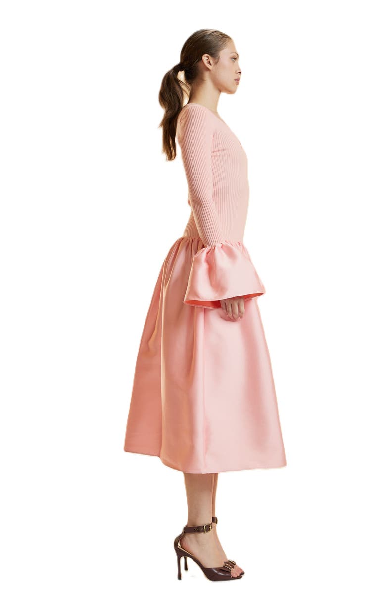 Cynthia Rowley Rib Knit Silk Wool Combo Dress, Alternate, color, Pink