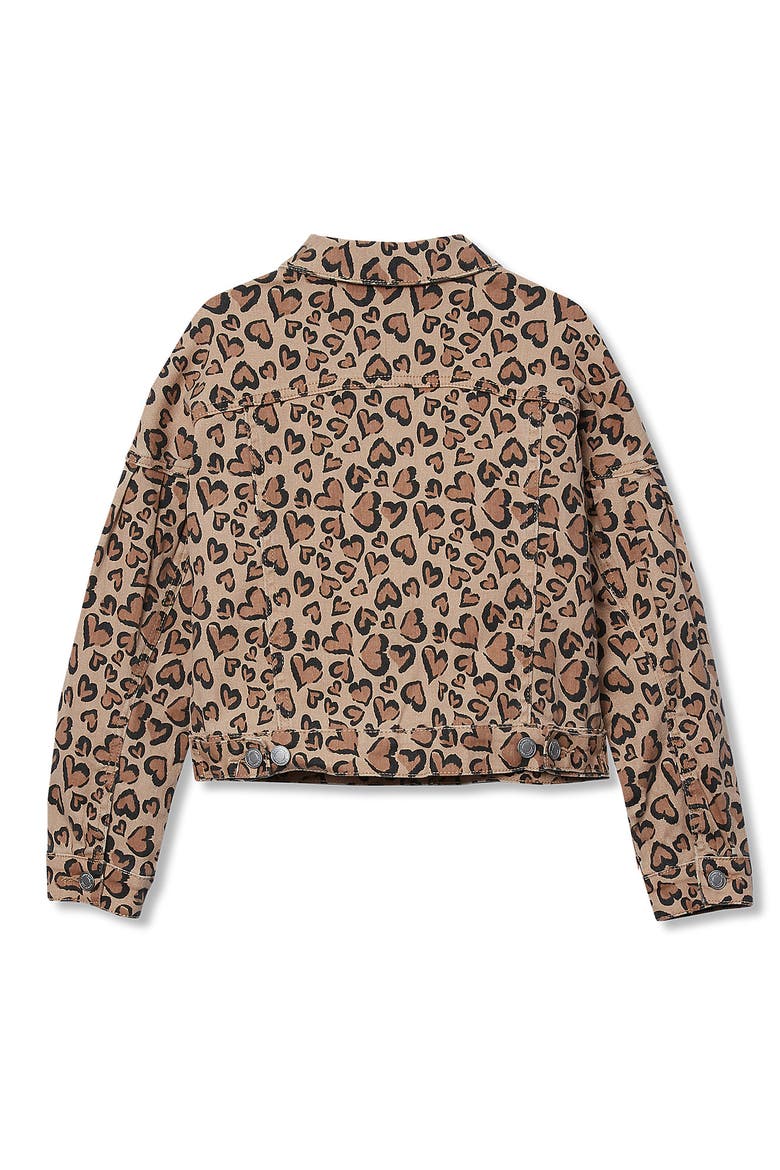 Girls Denim Jacket, Alternate, color, Tan Cheetah Hearts