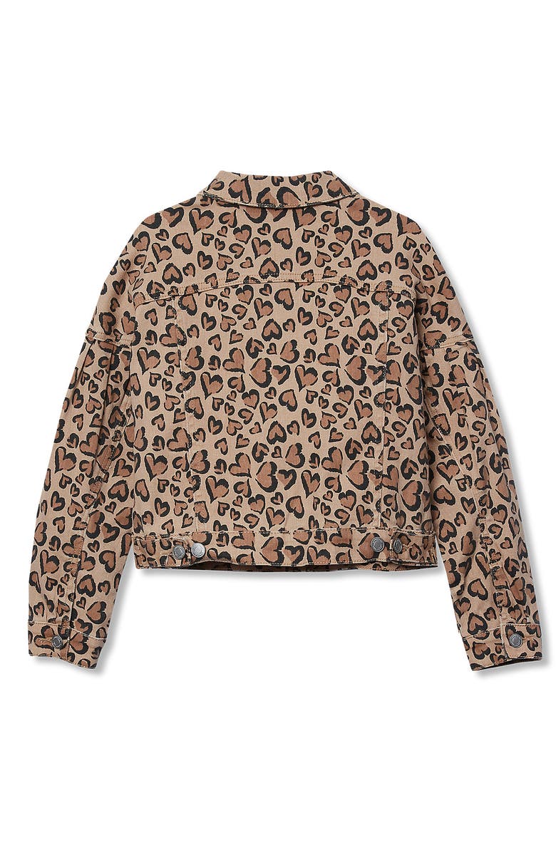 Lands' End Girls Denim Jacket, Alternate, color, Tan Cheetah Hearts