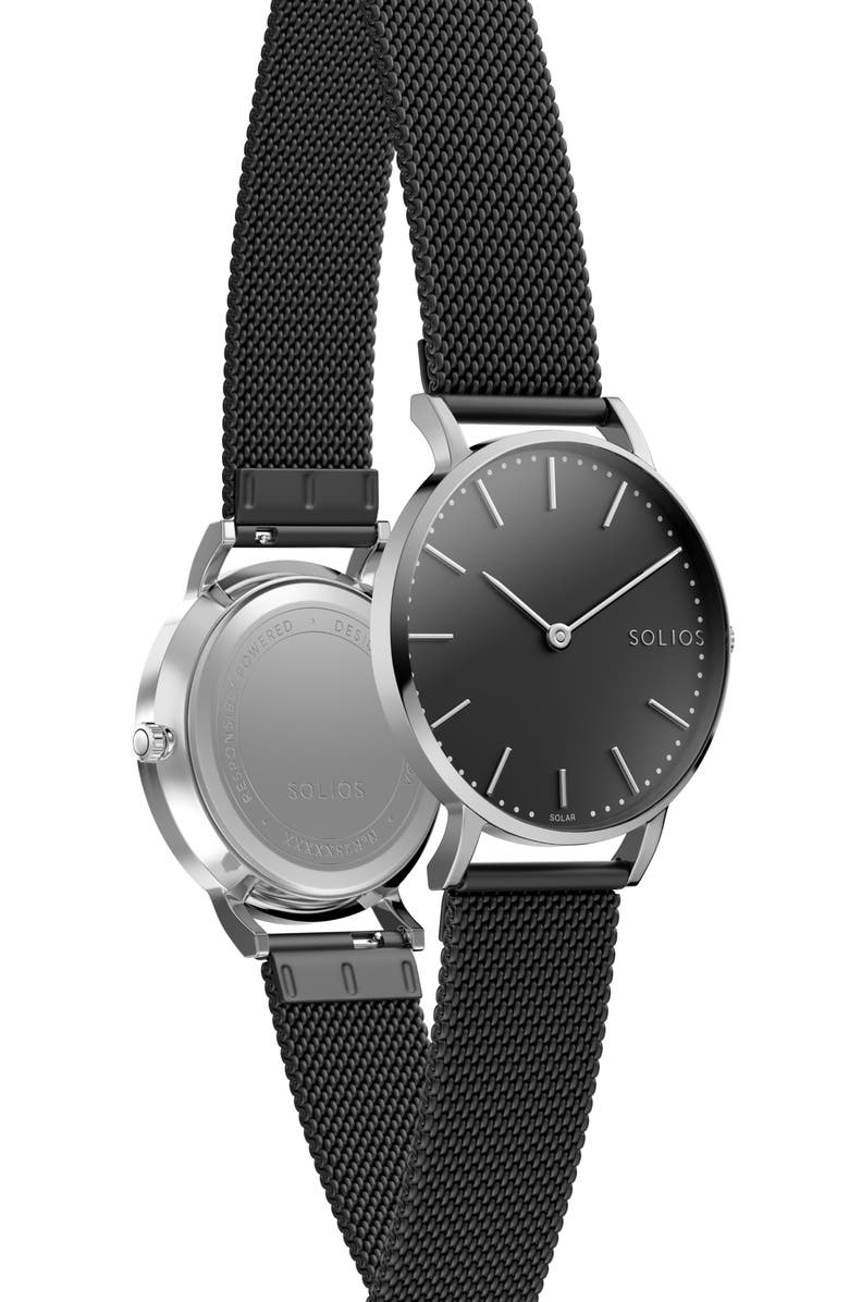 Solios Watches The Solar Classic | Black Dial - Silver Case, Alternate, color, 
