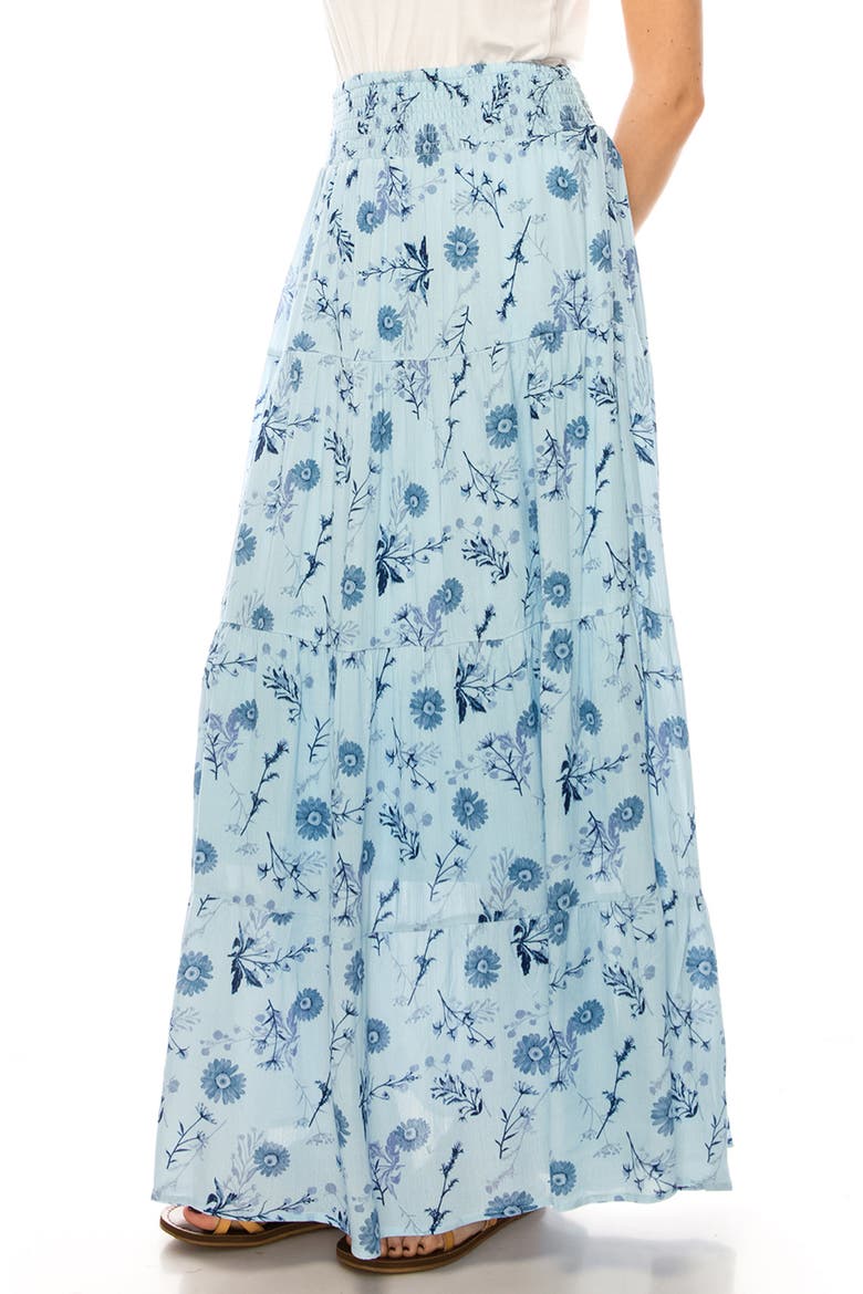 Floral Maxi Skirt, Alternate, color, BELLAD BLUE