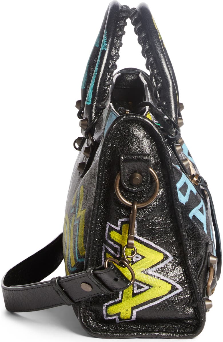Balenciaga Small City Graffiti Leather Tote, Alternate, color,