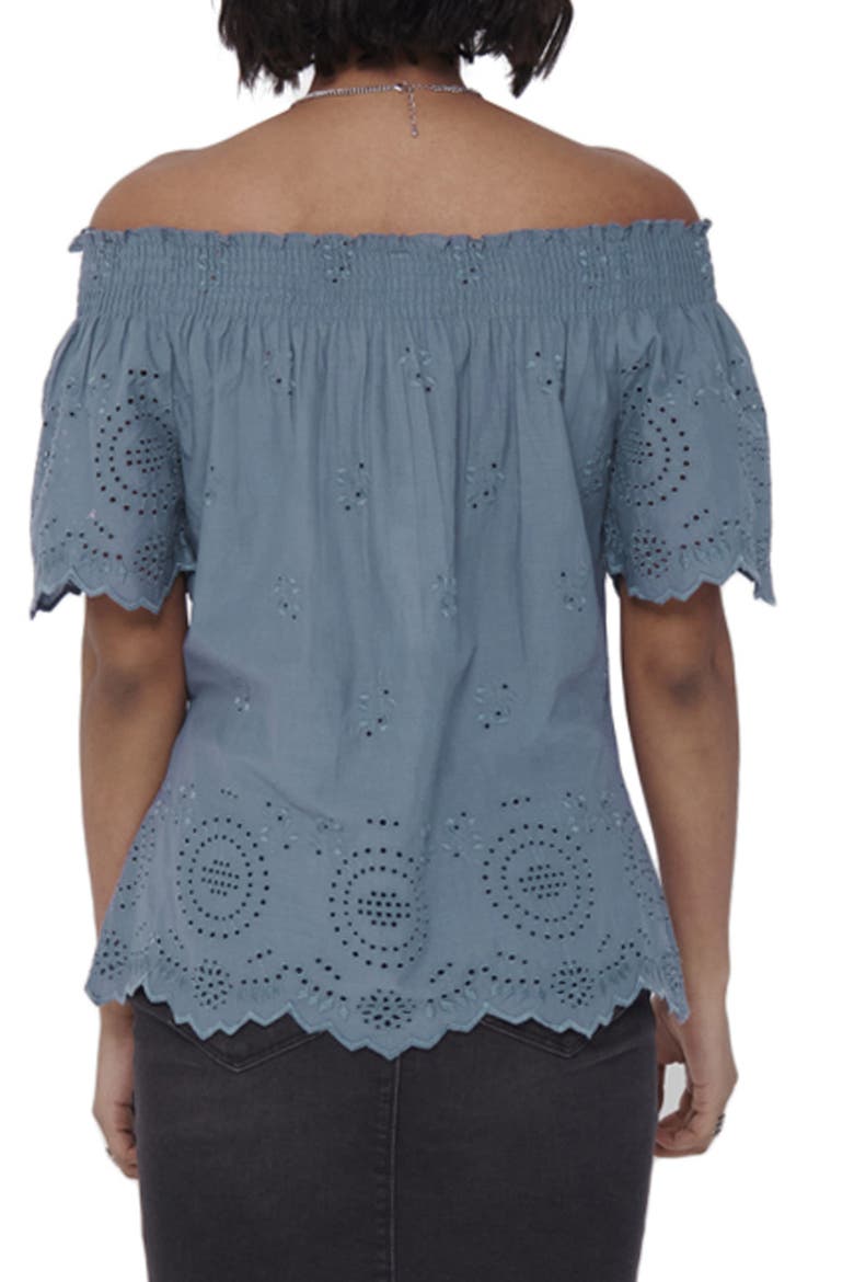 Shery Eyelet Off the Shoulder Top, Alternate, color, CHINA BLUE