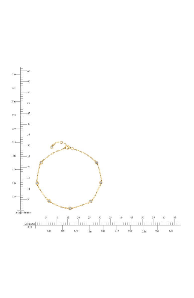 Crislu Aura Cubic Zirconia Station Anklet, Alternate, color, 18Kyg/ Clear Stone