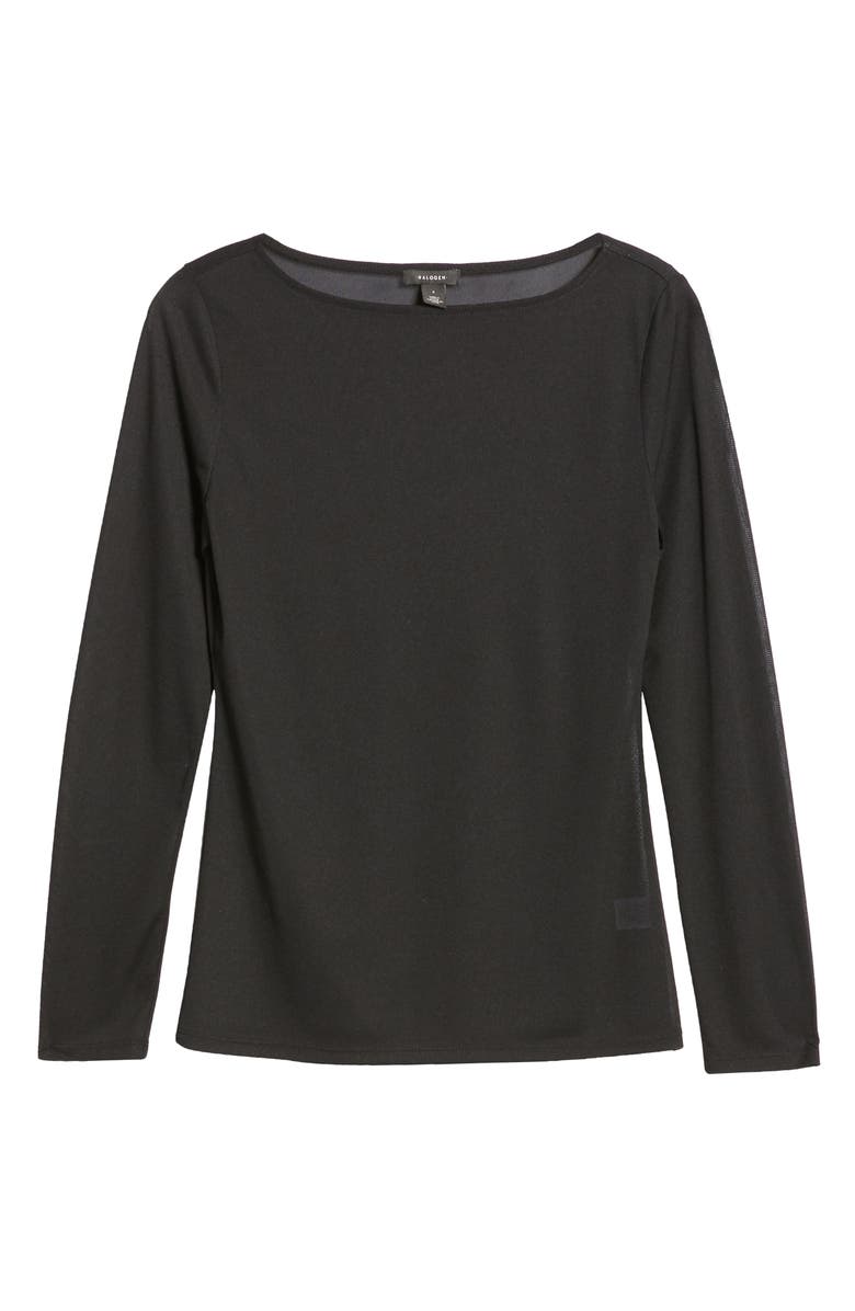 Halogen<sup>®</sup> Bateau Neck Mesh Top, Alternate, color, 