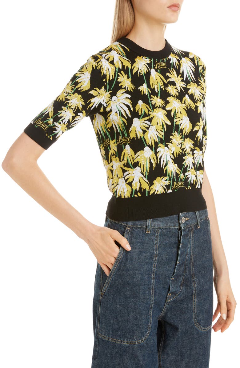 Loewe Daisy Jacquard Crop Sweater, Alternate, color, 