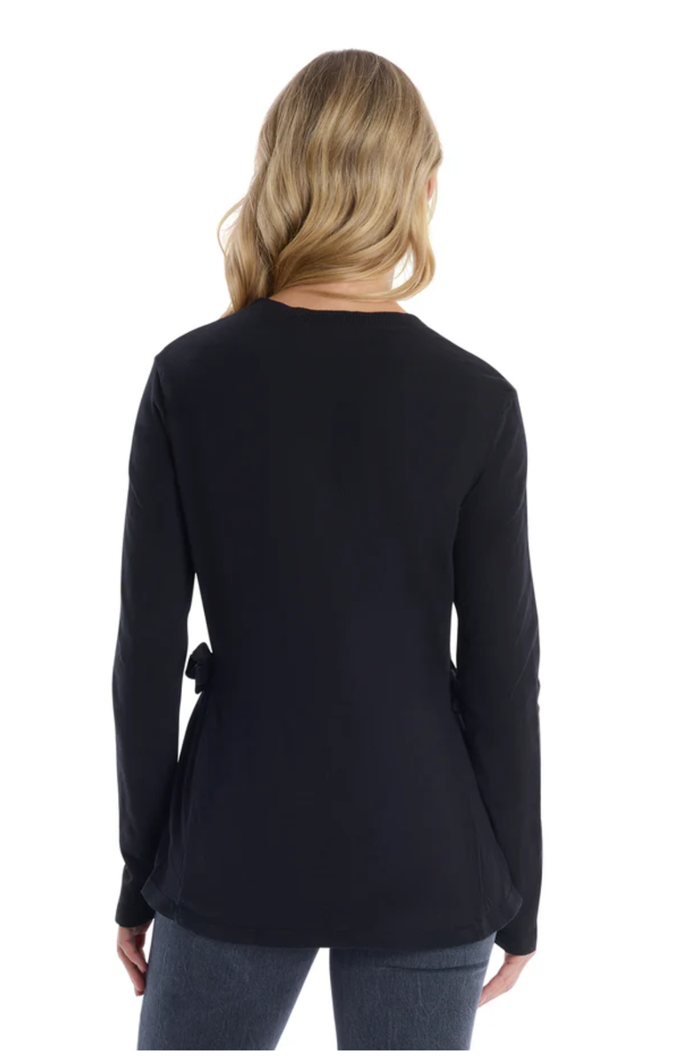 WILT Clothing Mixed Media Double Layer Effect V-Neck Tee, Alternate, color, Black