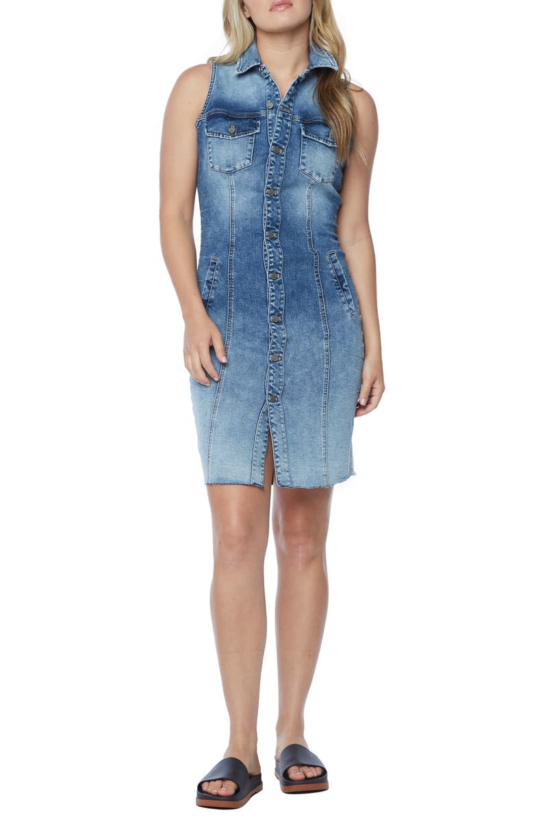 Wash Lab Denim Sleeveless Denim Dress, Main, color, City Blue