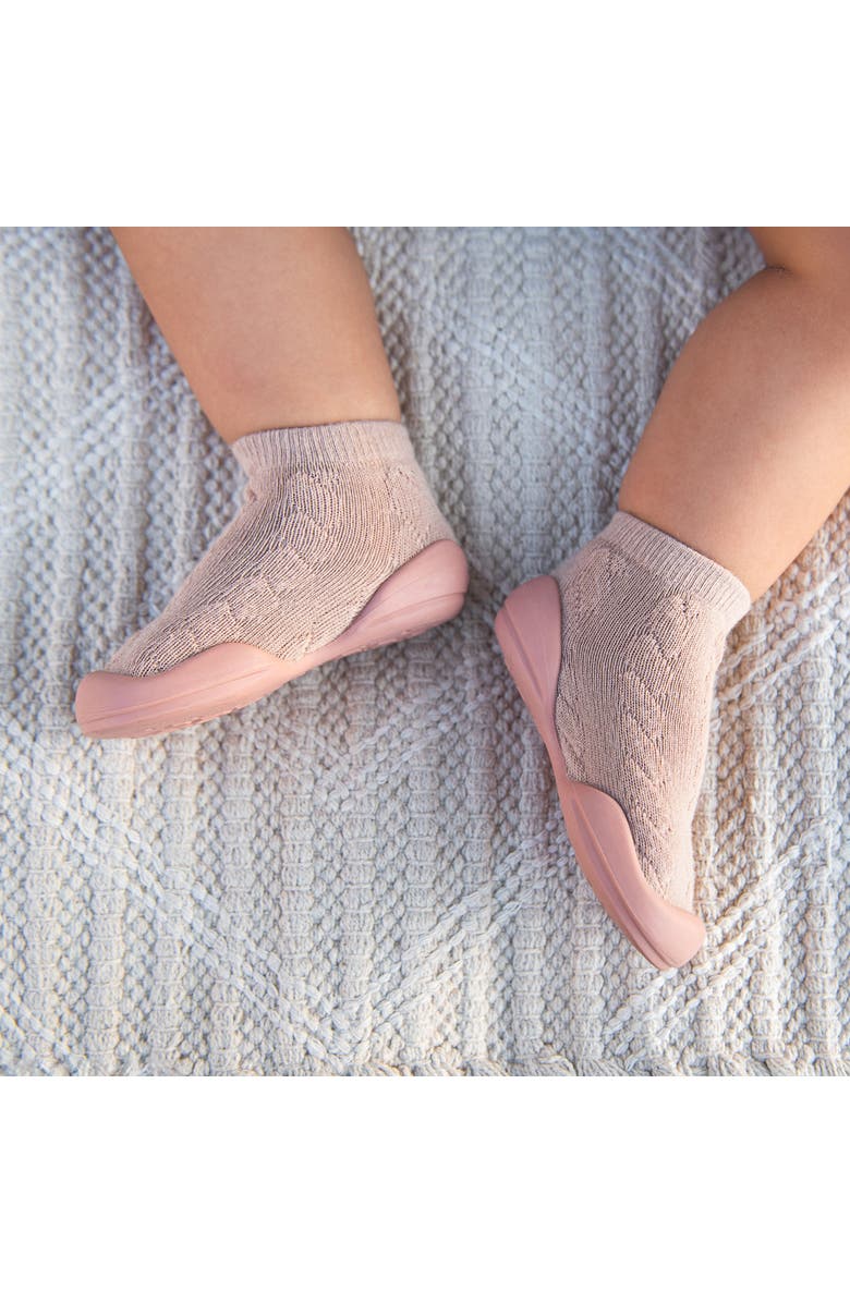 Komuello Toddler Girl Sock Shoes - Cable Brandy Rose, Alternate, color, Brandy Rose