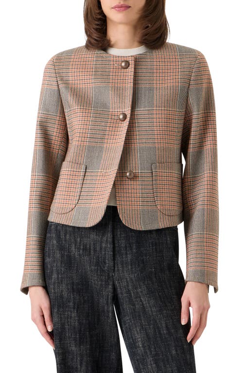 Akris Punto Glen Plaid Collarless Stretch Wool Jacket