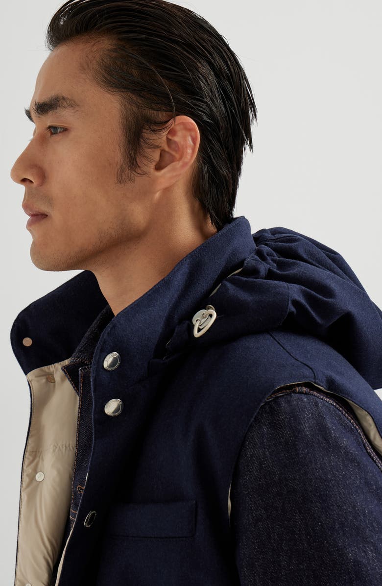 Brunello Cucinelli Flannel down vest, Alternate, color, Blue