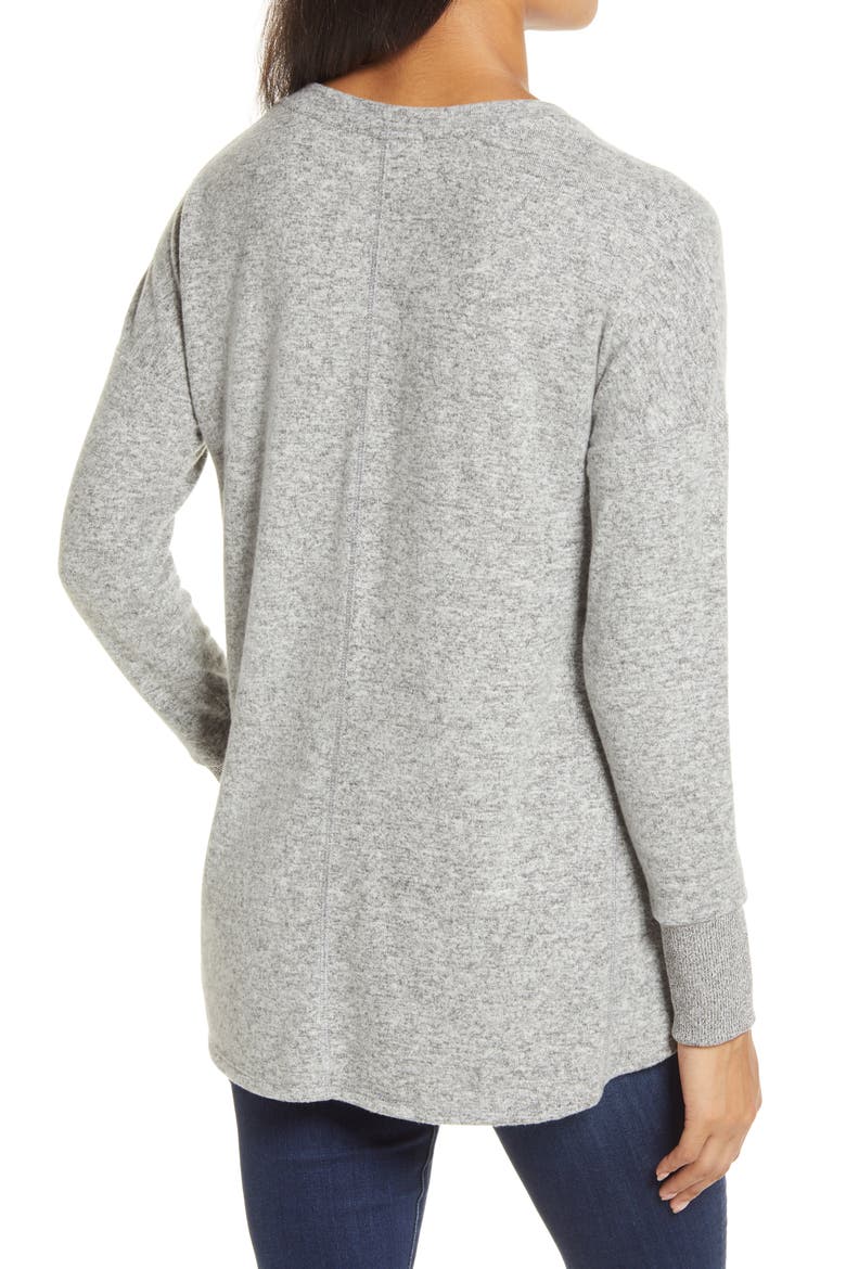 Cozy V-Neck Tunic, Alternate, color, HEATHER GREY