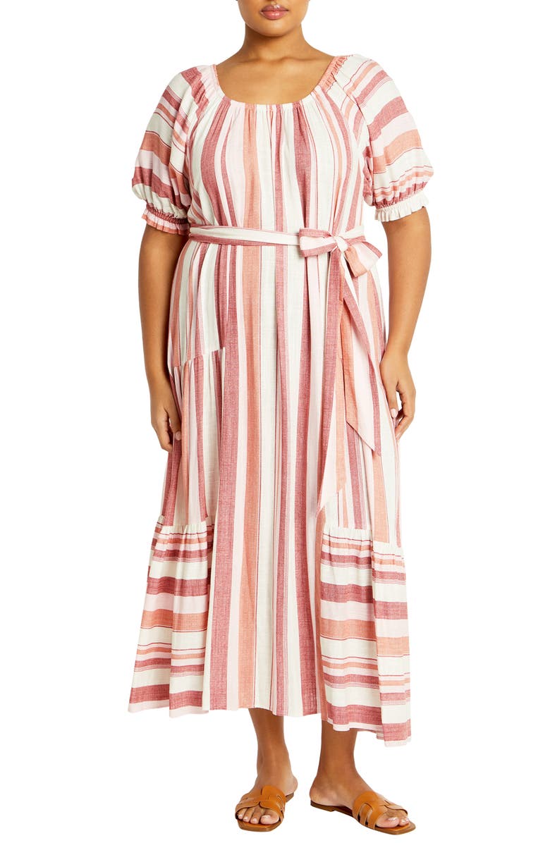 City Chic Jemima Stripe Maxi Dress, Main, color, Cosmo Stripe