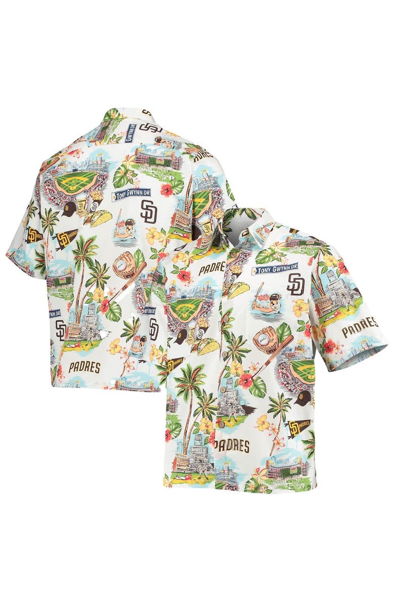 Reyn Spooner Men's Reyn Spooner White San Diego Padres Scenic Logo Button-Up Shirt, Alternate, color,