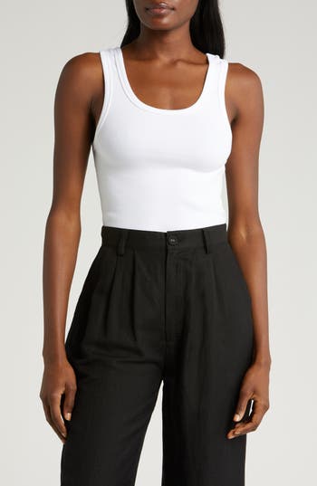 Rolla's Toni Stretch Organic Cotton Ribbed Crop Tank In White