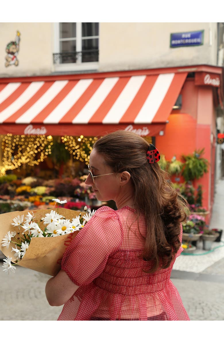 Solar Eclipse Mini Ladybug Hair Claw Clip, Alternate, color, Red