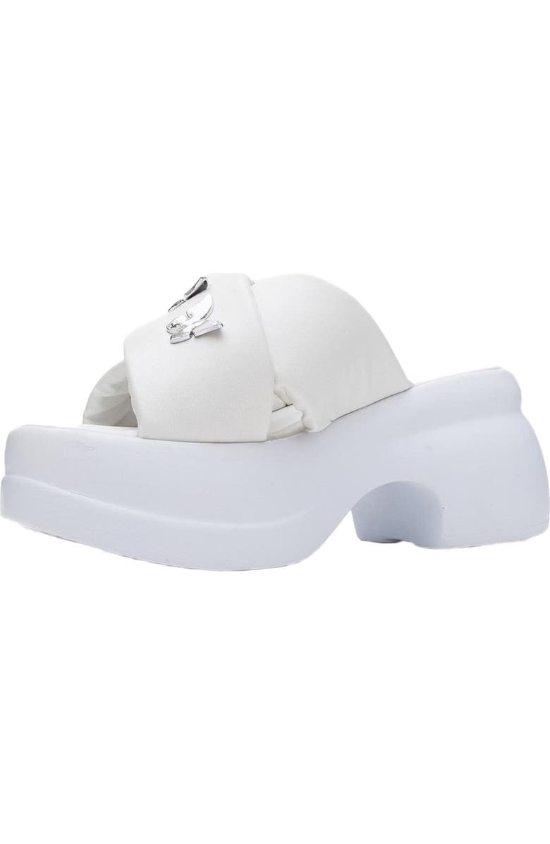 Prologue Shoes Force Butterfly-Buckle Platform Sandal, Alternate, color, White Faux Leather