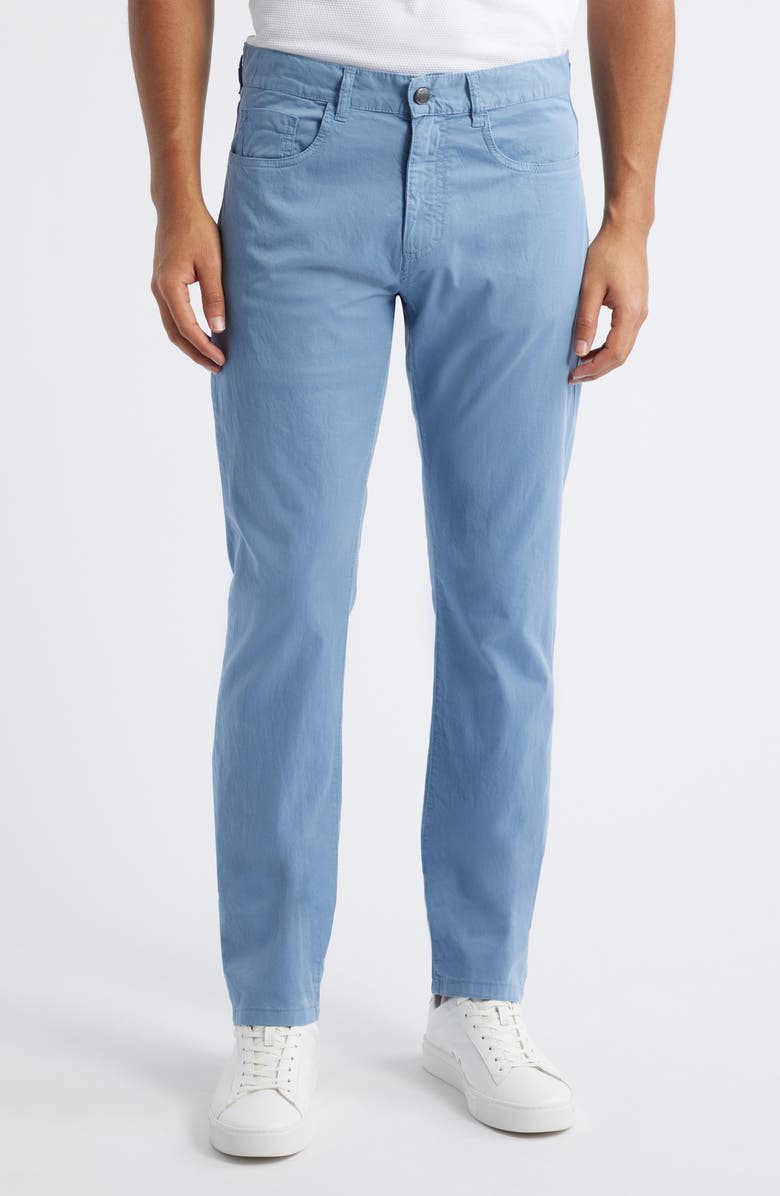 Canali Regular Fit 5-Pocket Cotton Stretch Twill Pants, Main, color, Light Blue