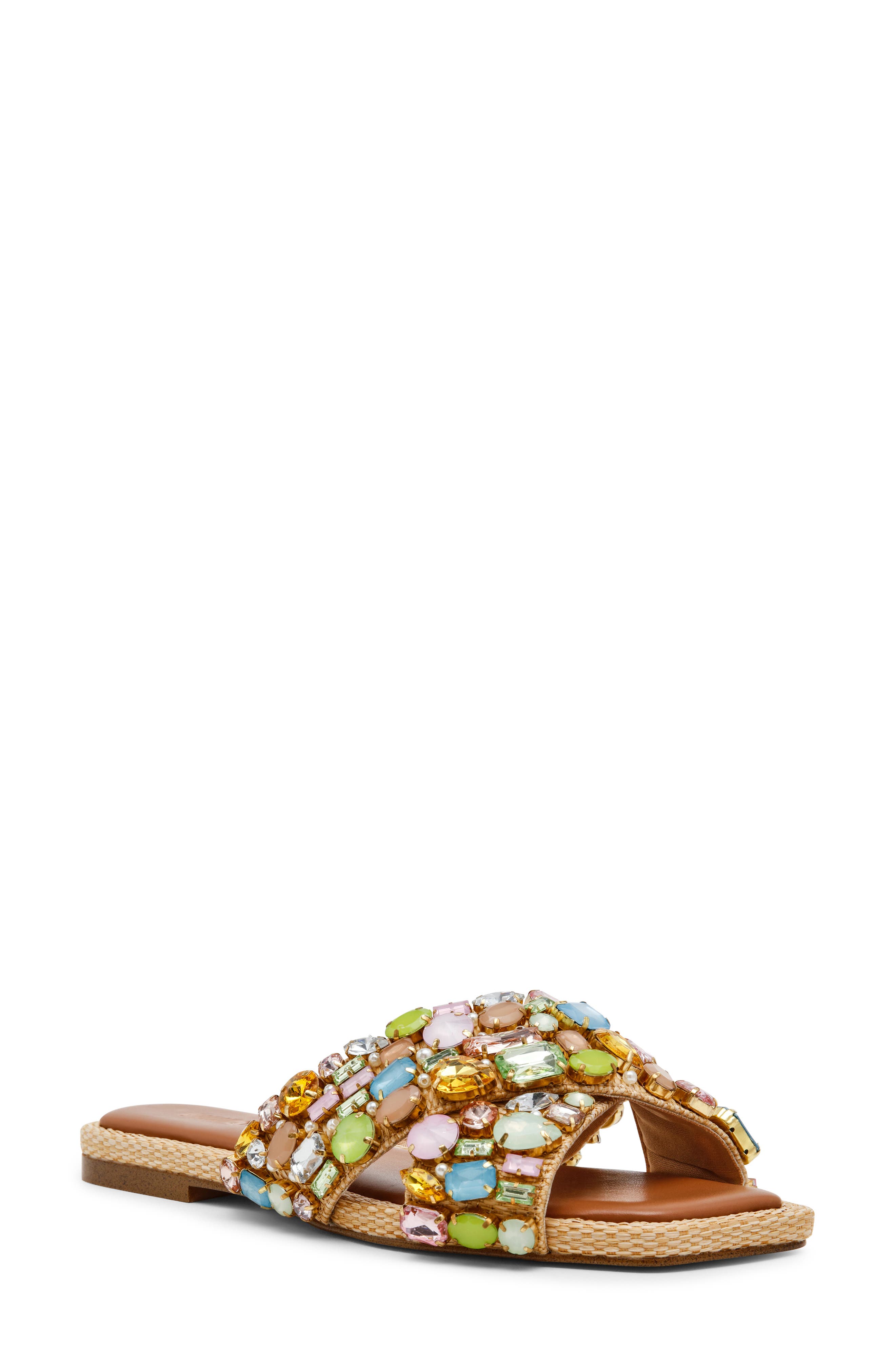 Steve Madden Levity Crystal Embellished Sandal, Main, color, Gold Multi