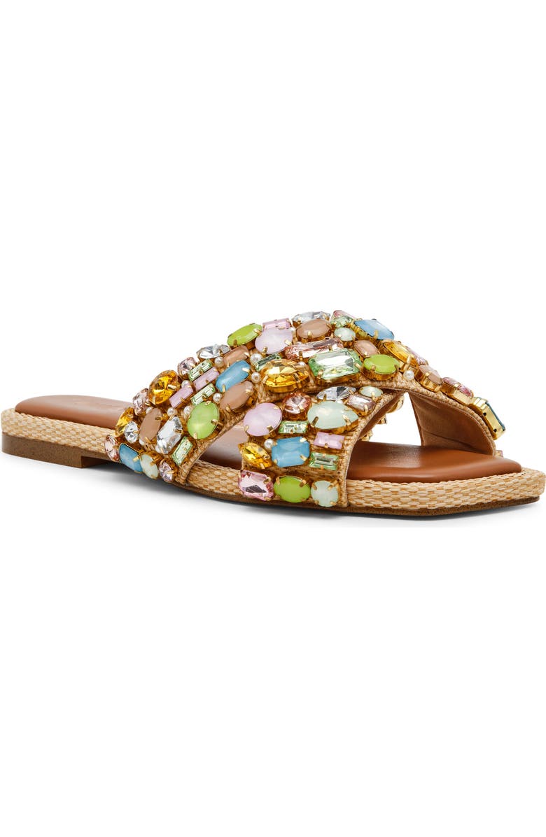 Steve Madden Levity Crystal Embellished Sandal, Main, color, Gold Multi