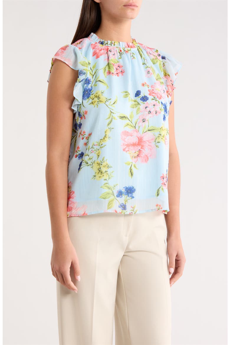 Missa Floral Veda Cap Sleeve Top, Alternate, color, BLUE-PINK