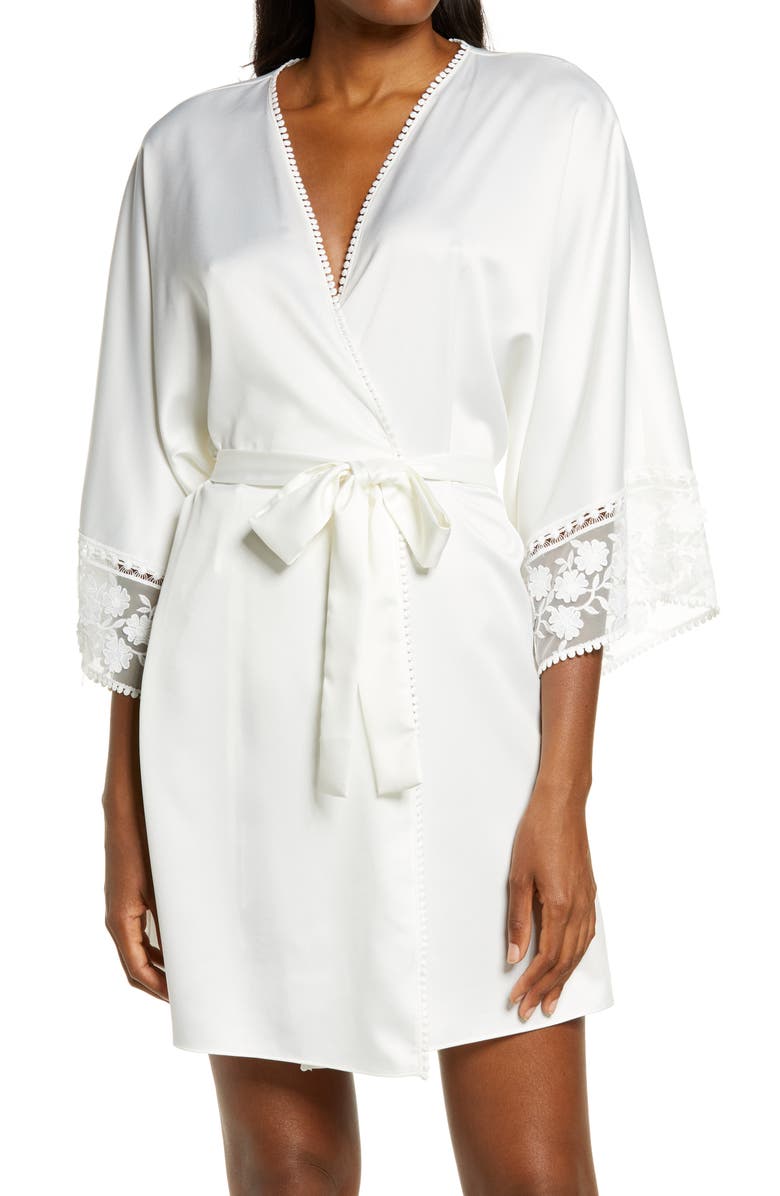 Flora Nikrooz Kylie Charm Satin Wrap, Main, color, Ivory