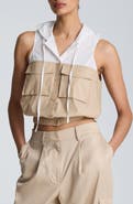 Kenneth Cole Hooded Sleeveless Stretch Cotton Top