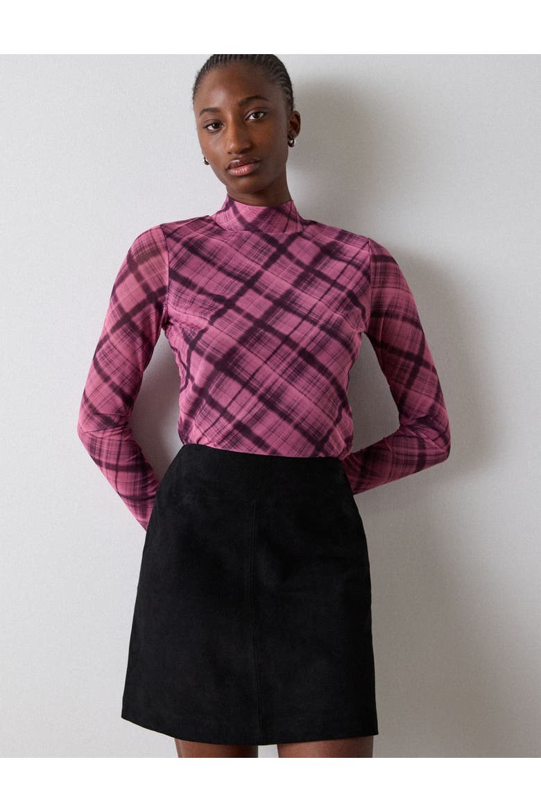 Check Print Mesh Top, Main, color, Pink/Multi
