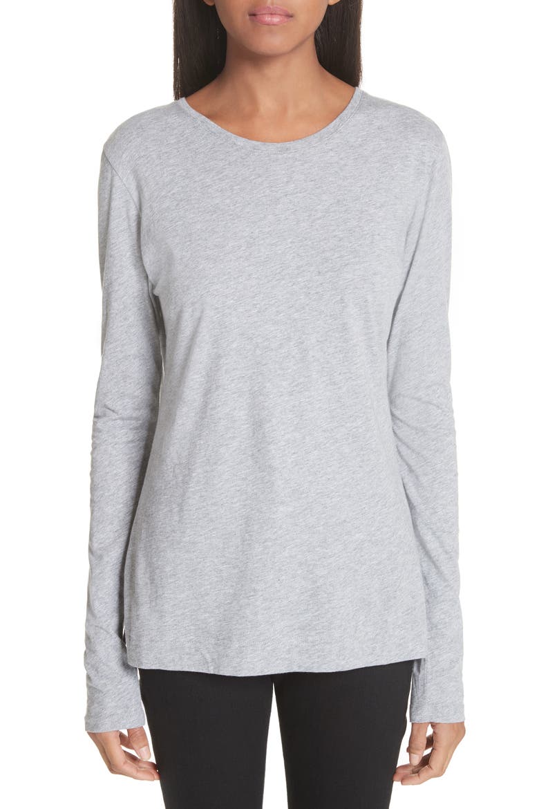Long Sleeve Crewneck T-Shirt, Main, color, HEATHER GREY