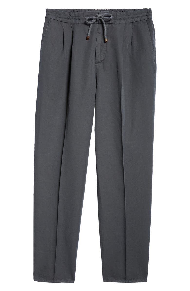 Brunello Cucinelli Garment Dyed Linen & Cotton Gabardine Drawstring Pants, Alternate, color,