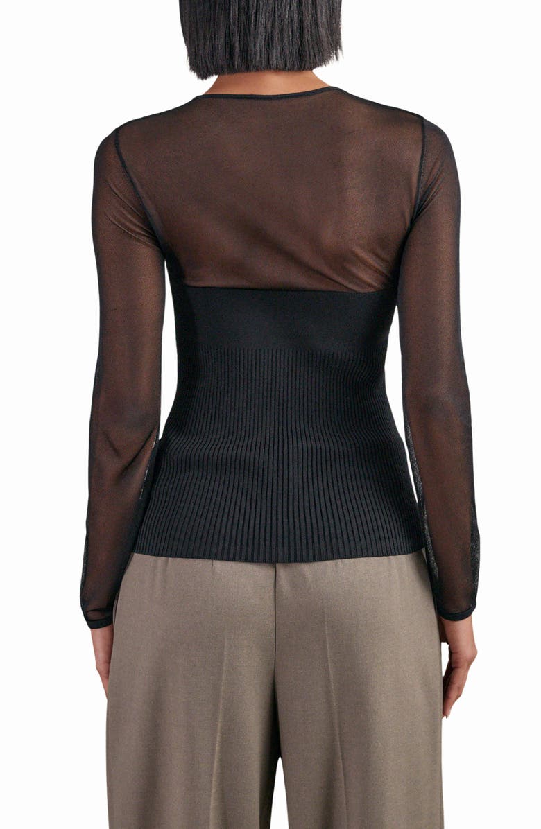 Reiss Margot Mesh Rib Sweater, Alternate, color, Black