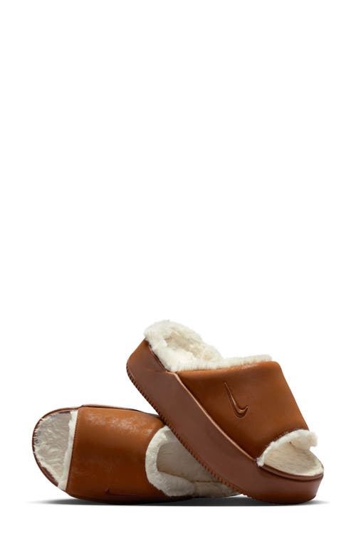 Nike Calm Elevation Faux Fur Lined Platform Slide In Multi