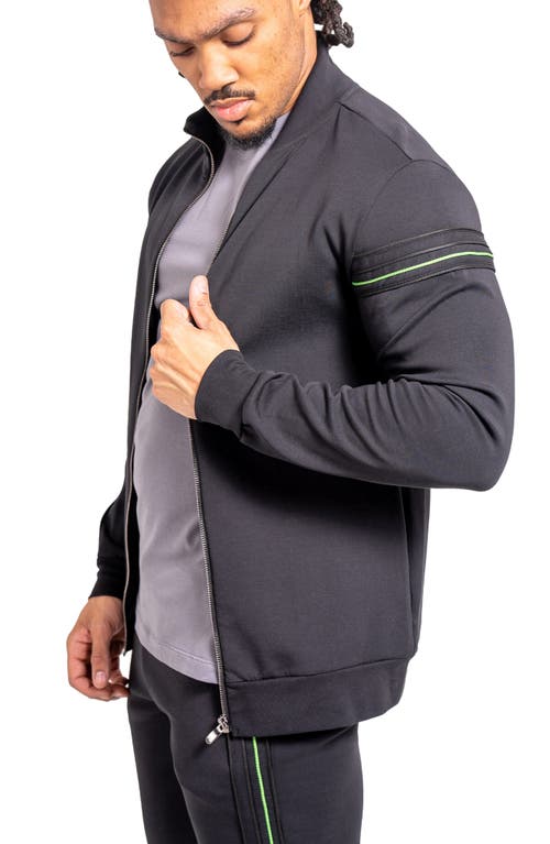 Maceoo Zipper Resistanceneon Black Knit Track Jacket In Black