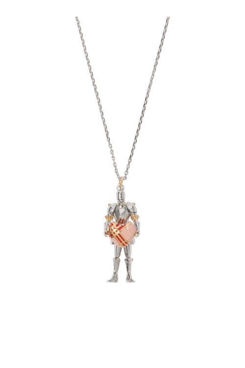 Burberry Knight Heart Charm Necklace In Metallic
