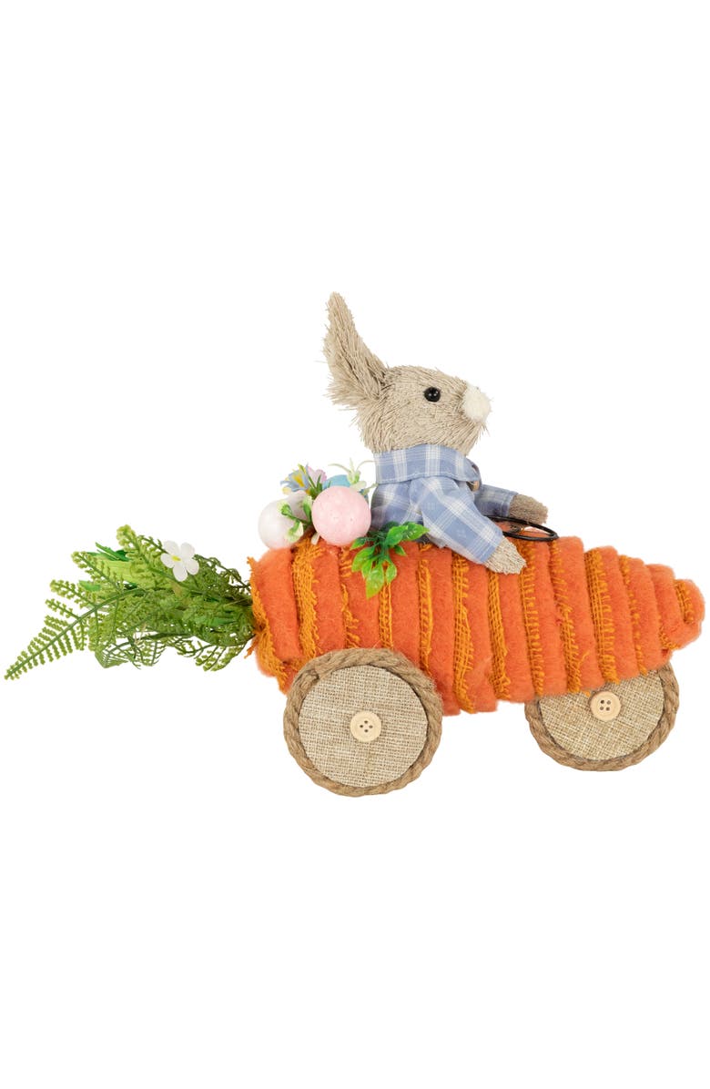 Northlight Boy Bunny with Carrot Car Easter Decoration - 13", Alternate, color, Orange