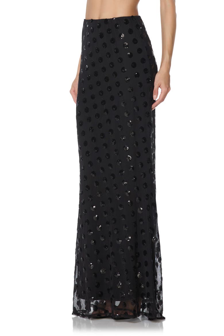 Tegan Sequin Maxi Skirt, Alternate, color, NOIR